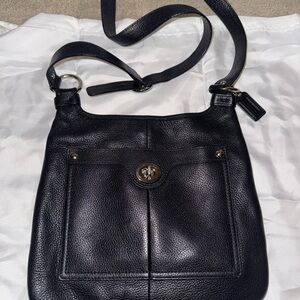 Authentic Coach black pebbled leather crossbody purse